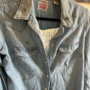 Levi's Light Blue Denim Floral Shirt